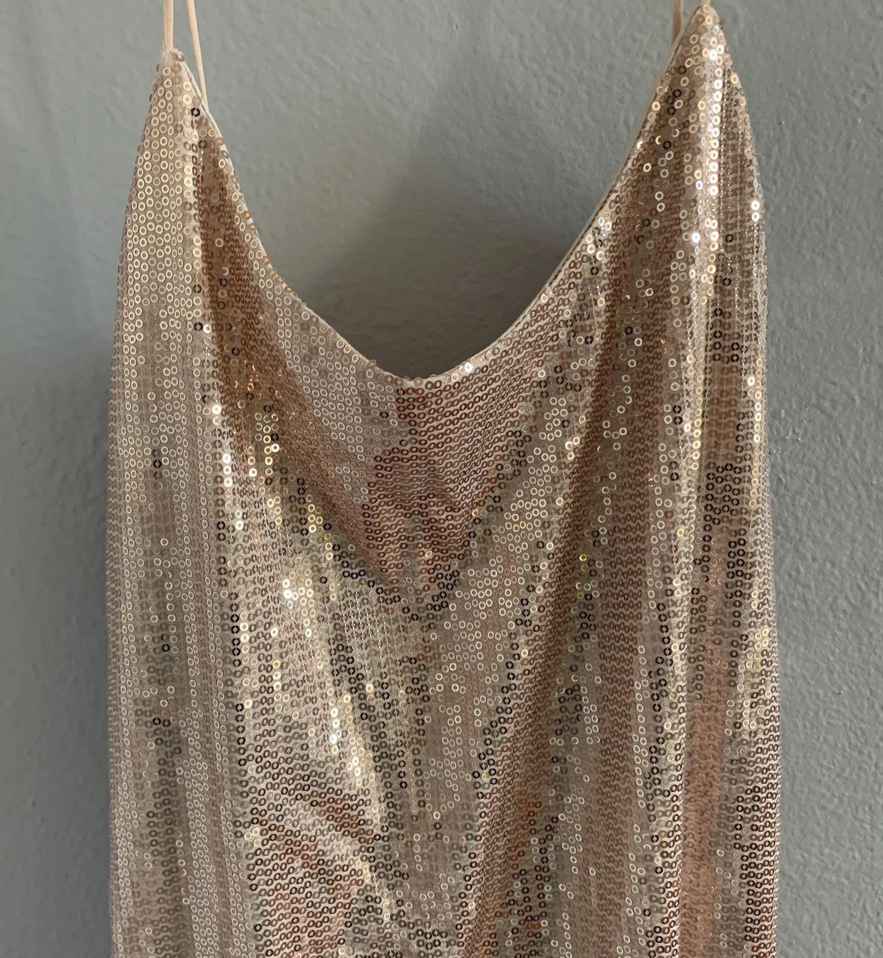 Rose Gold Sequin Mini Slip Dress - Image 8