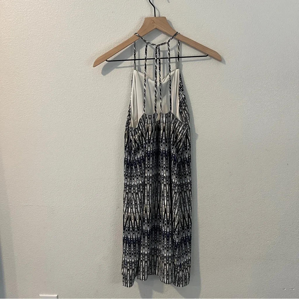 Kensie Women's Sound Waves Printed Cami Dress Halter Neck Shift Chiffon‎ Size M - Image 6