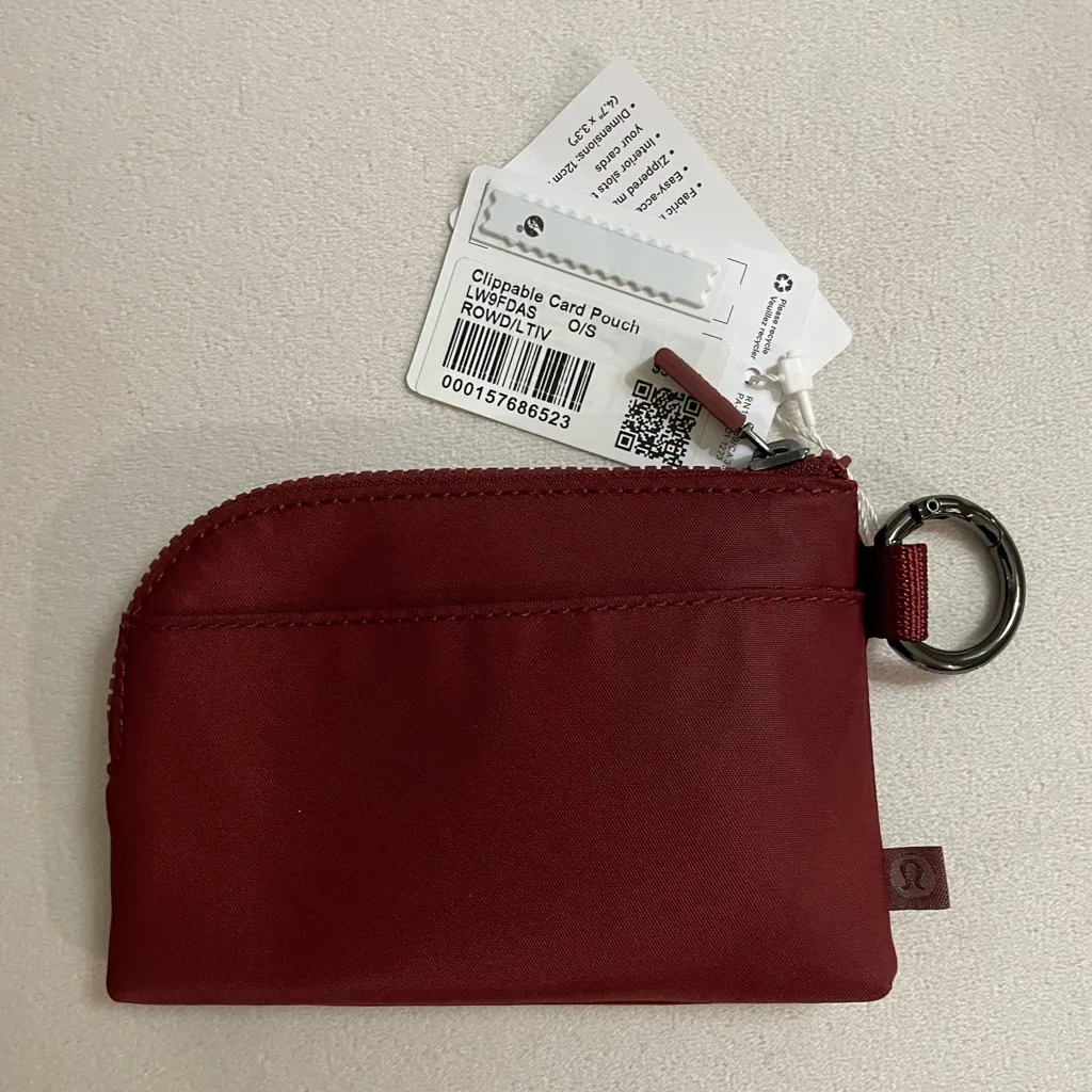 Lululemon NWT Clippable Card Pouch Burgundy Wristlet - Image 6