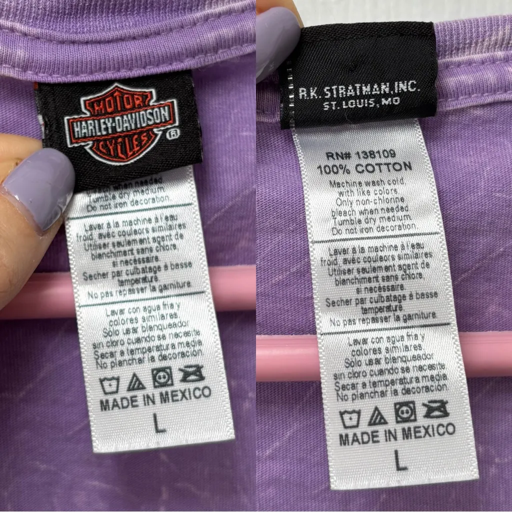 Harley Davidson Sturgis 2016 Purple Vneck Tshirt Size L - Image 3