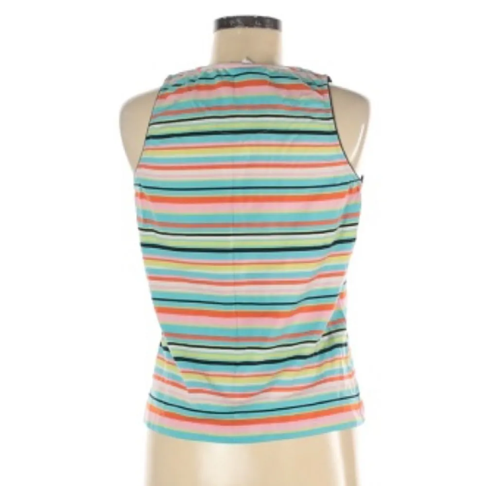 Vintage rainbow crazy striped crew neck tank top Size M - Image 2