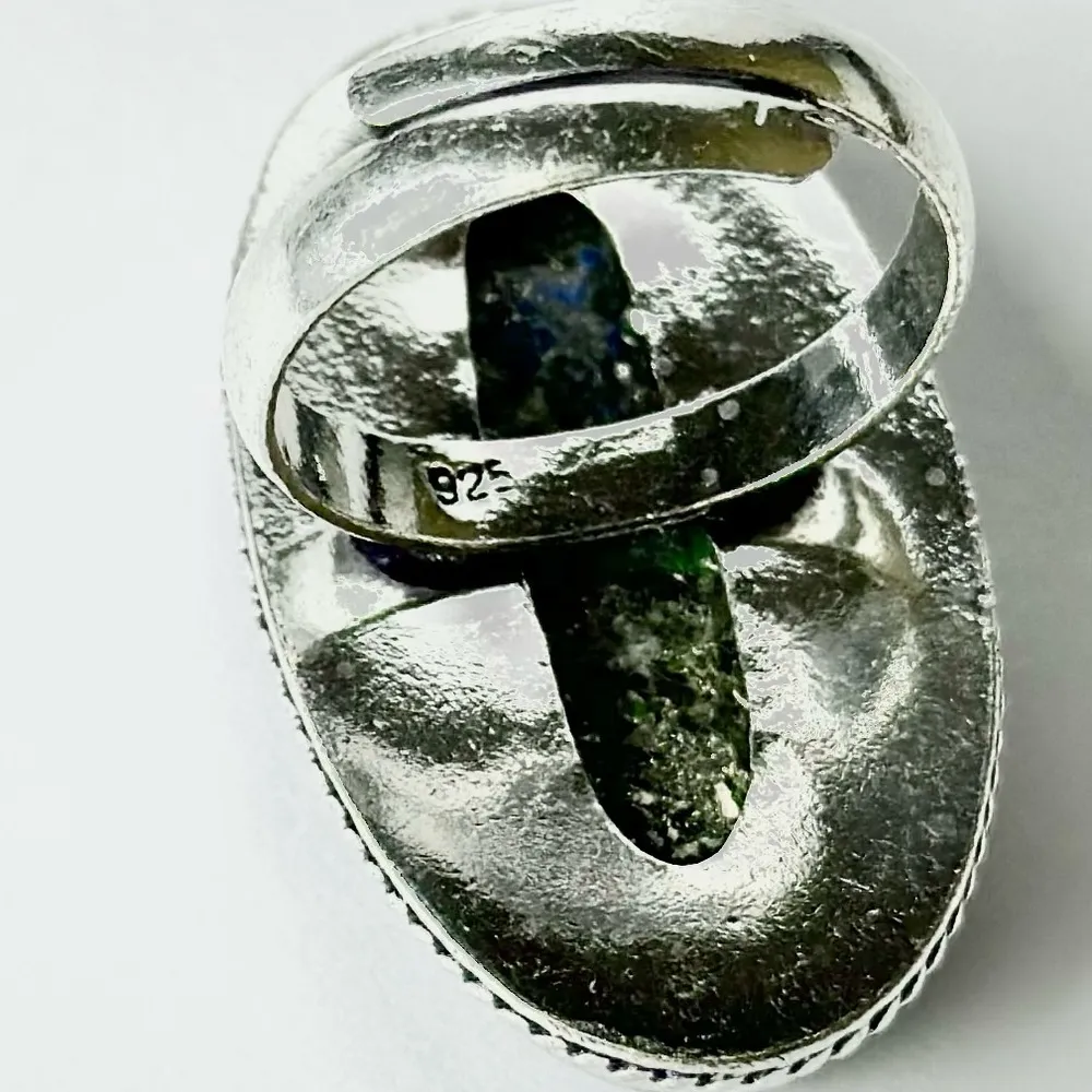 LAPIS Lazuli Large Genuine Stone 925 Sterling Silver Ring Blue - Image 6