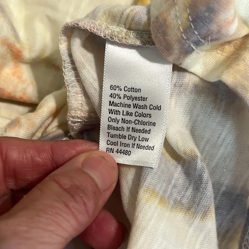 Ivory Tie Dye Tiered Top True Craft Long Sleeve Cotton Blend Flowy Womens Medium - Image 11