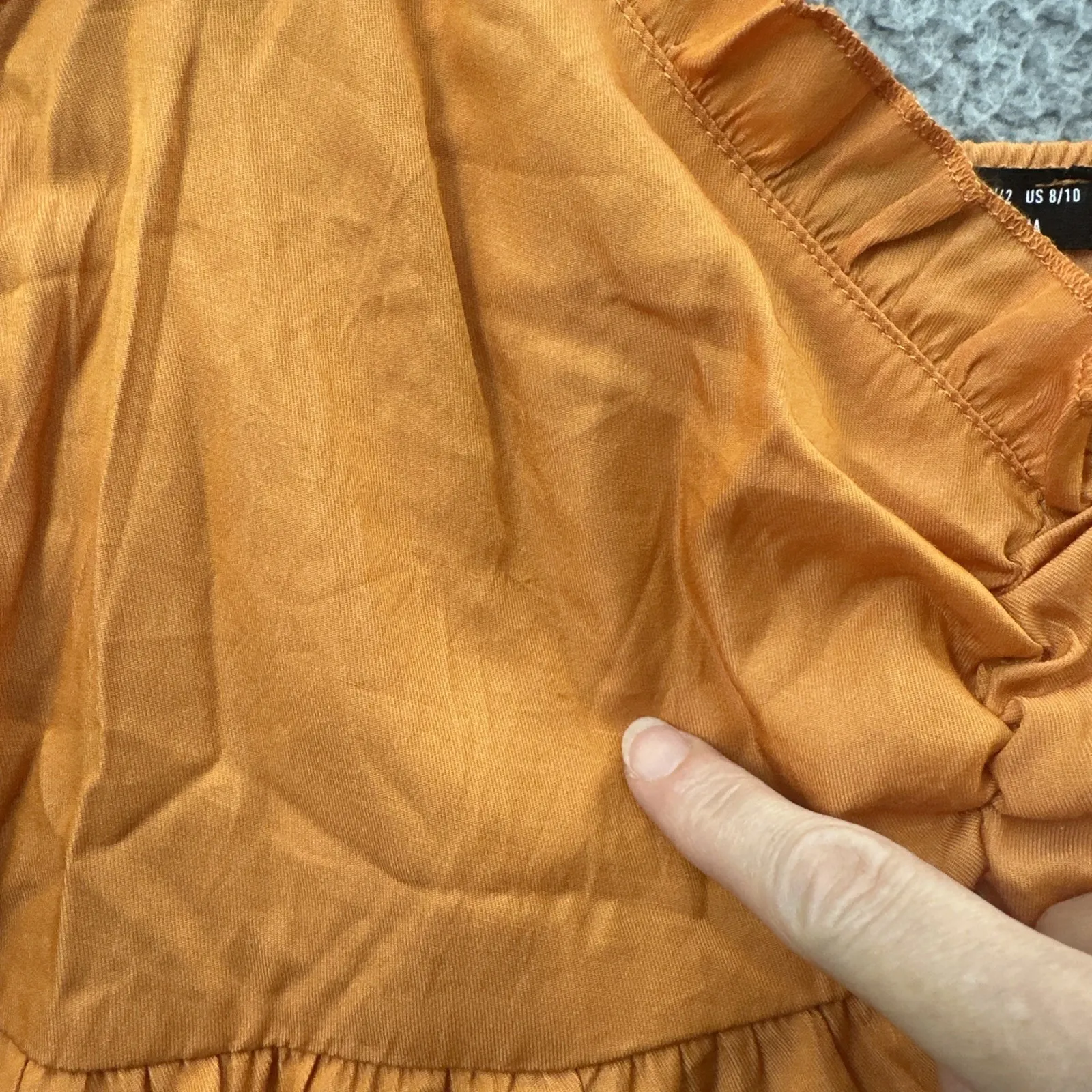 Shein Babydoll Ruffle Cami Tank Top Orange Feminine Boho Festival Women's Large - Image 2