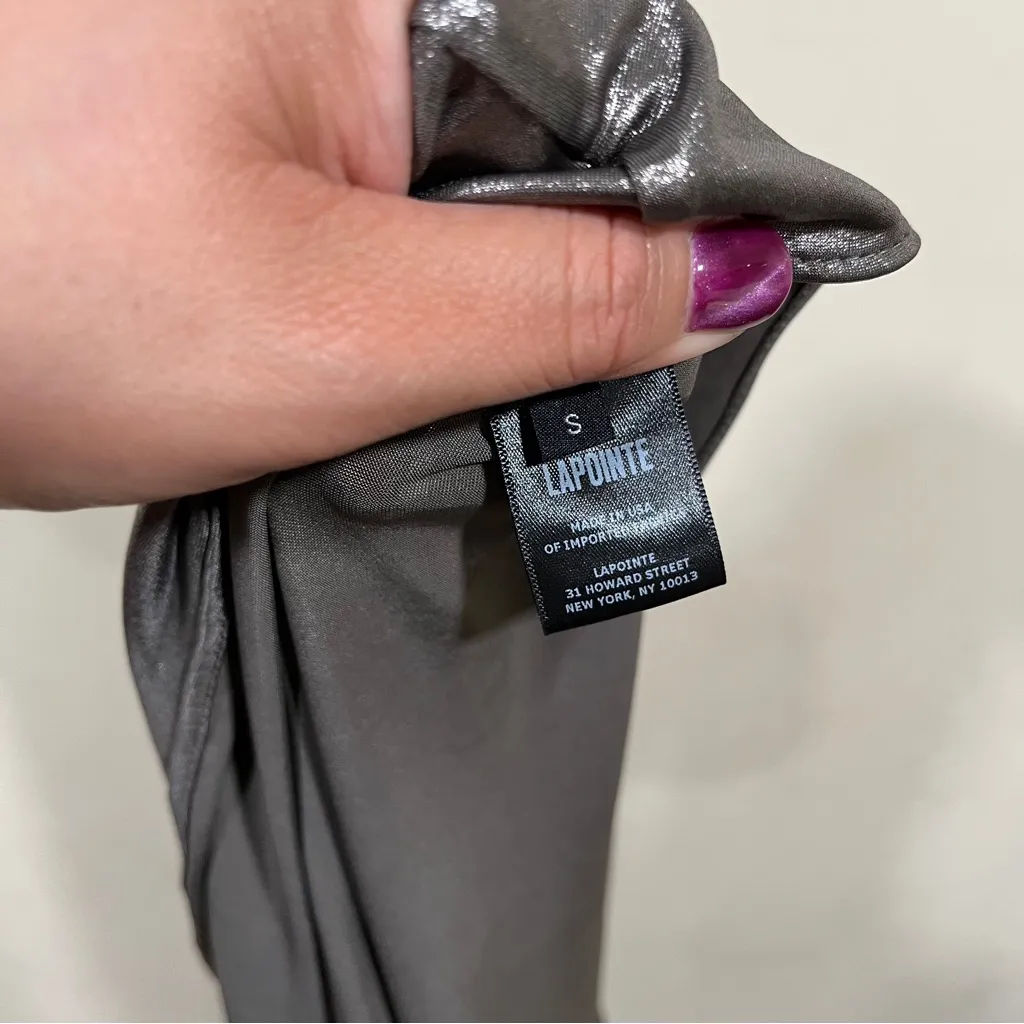 NWT LAPOINTE Coated Jersey Ruched Maxi Skirt size small women steel 043 - Image 9