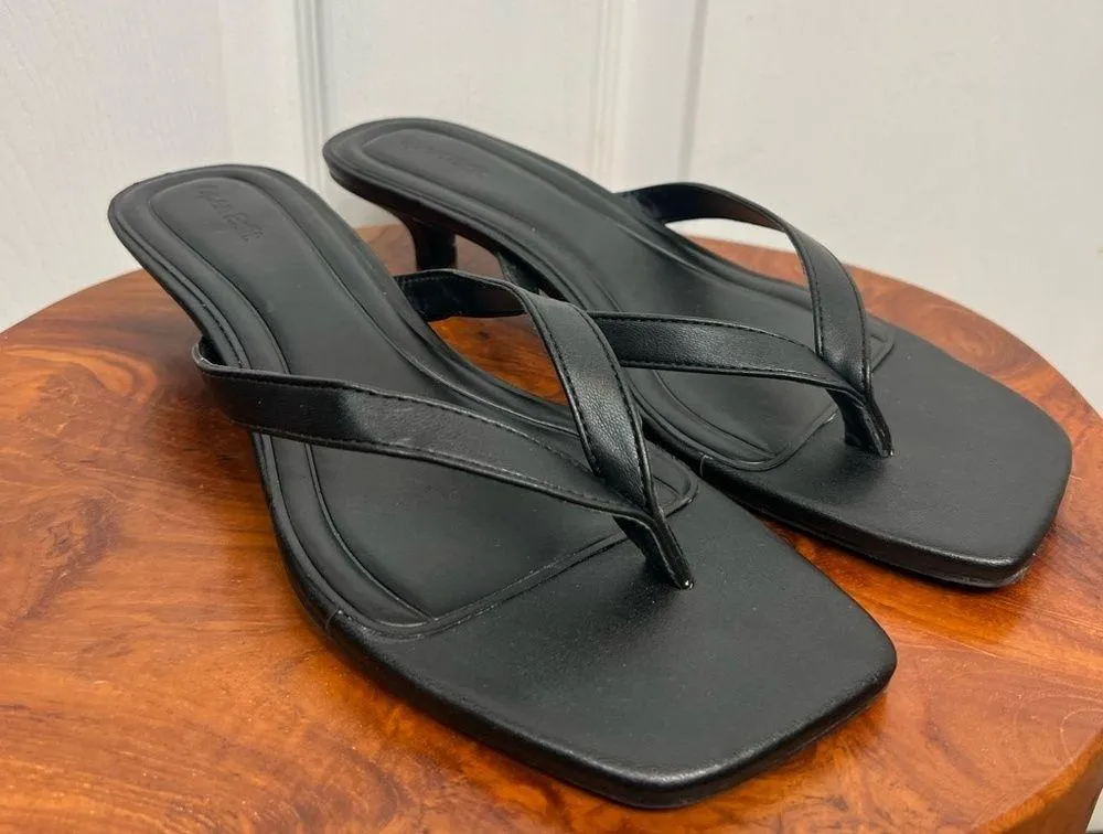 Open Edit Women's Black Thong Kitten Heel Sandals Size 9.5M - Image 9