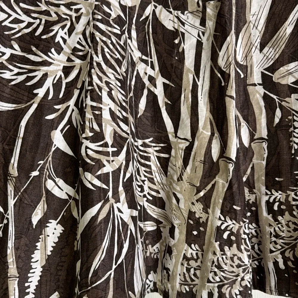 100% Ramie Linen Brown Tan Floral Skirt Size 14 Separates New York City Design - Image 3