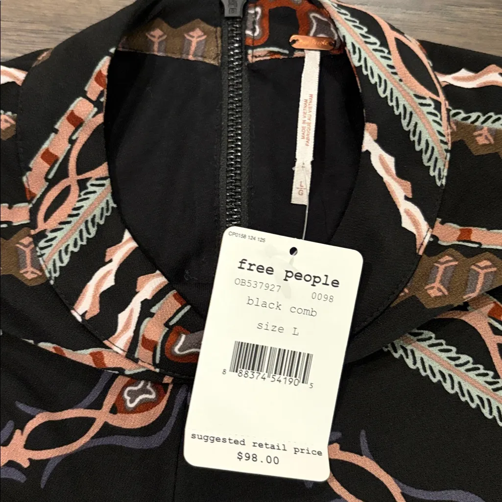 New With Tags Free People Stella Print Long Sleeve Dress Sz L - Image 7