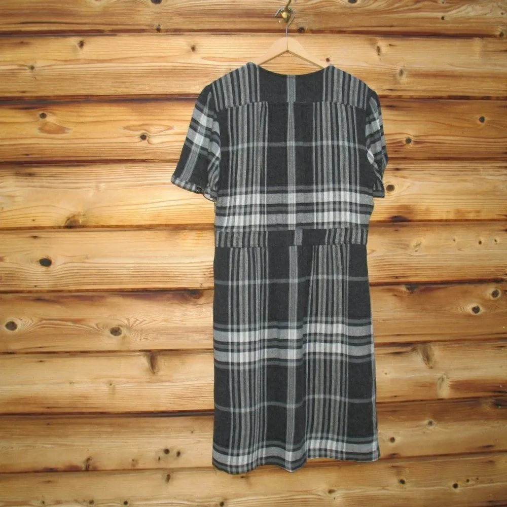 Burberry Brit Gray Check Crepe Wool Dress 12 - Image 5
