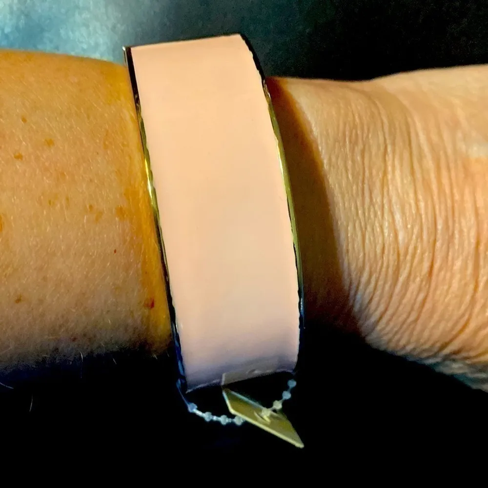 Amrita Singh Peach enamel hinged closure bangle bracelet. 3” by 1” .NWT. - Image 2