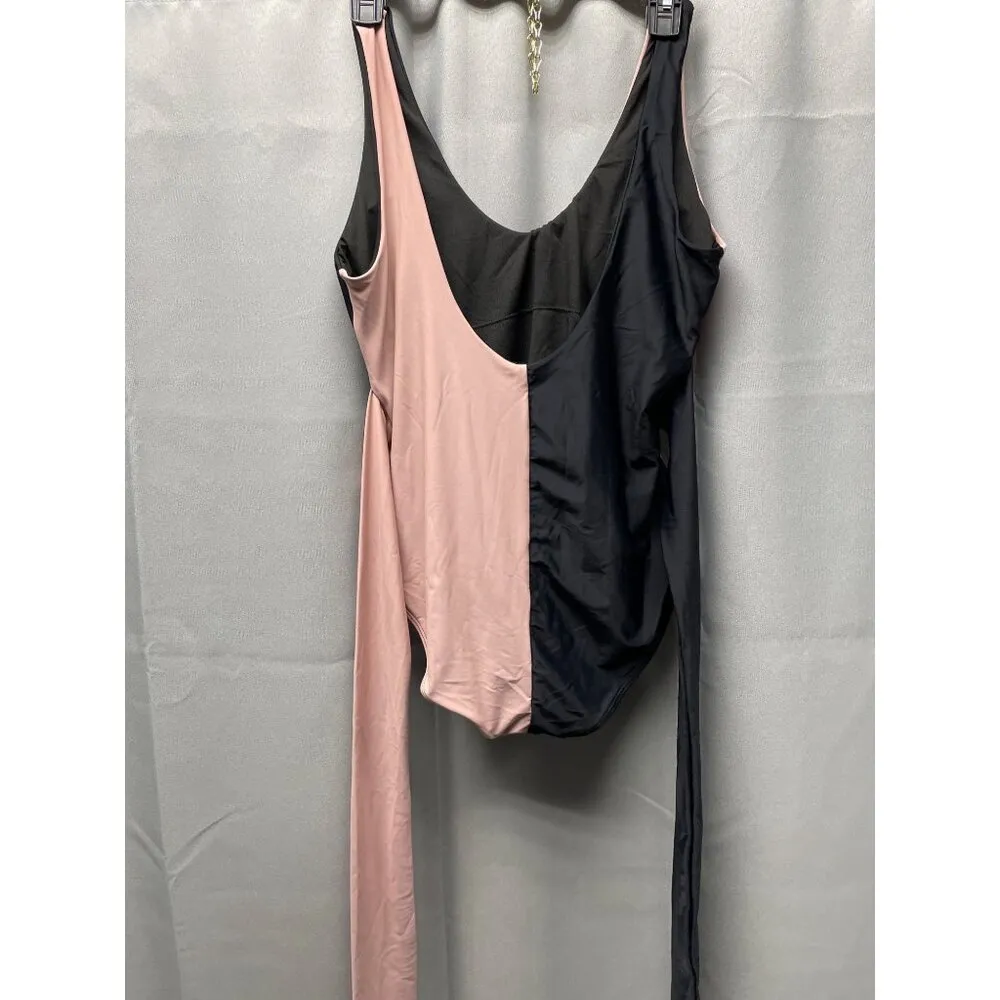 Pink Lily Women's Pink & Black Full Coverage Swimsuit  Size L SKU 4467 - Image 3
