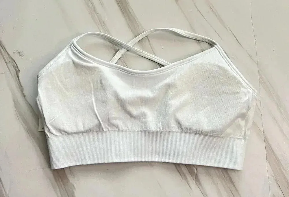 Offline By Aerie Recharge Least Support Ribbed Top Size Large White Sport Bra - Image 6