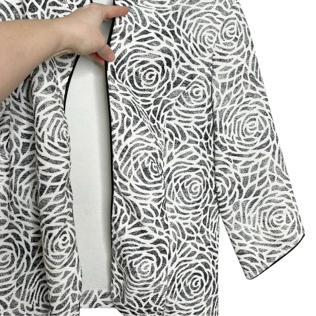 Joseph Ribkoff Blazer Jacket Lightweight Floral Black & White Size 14 - Image 4