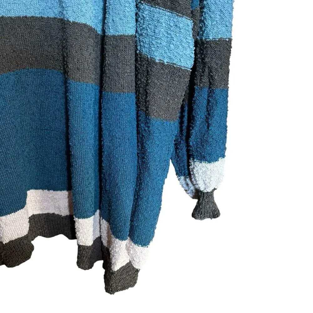 UMGEE Cardigan Womens Medium Multicolor Stripe Boucle Open Sweater - Image 5