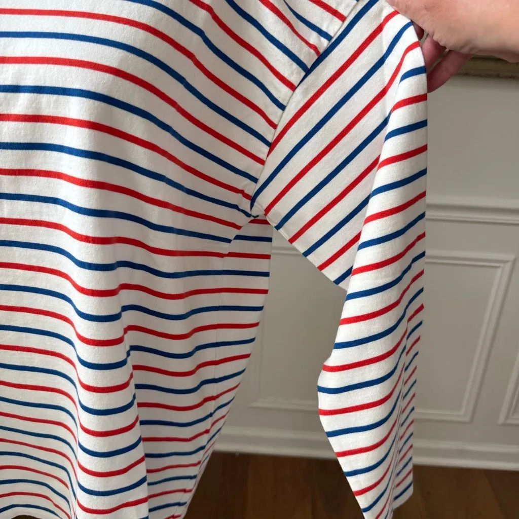 NWT Kule The Modern Long Sleeve Shirt Blue White Poppy Stripe $118 XXL Red Size 2X - Image 5