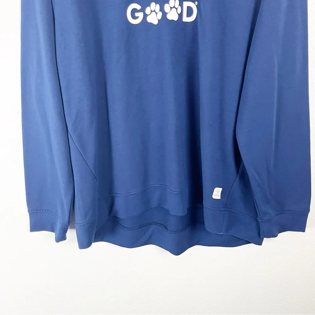 LIFE IS GOOD Blue Long Sleeves Dog Paw Print Sleep Sweatshirt, Size XL - Image 9