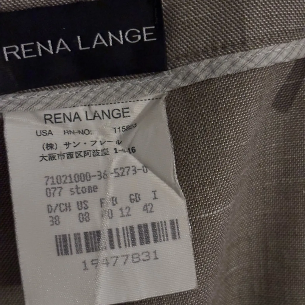Rena Lange Silk/wool Dress Trousers‎ green tan Side Zipper, size 8 - Image 8