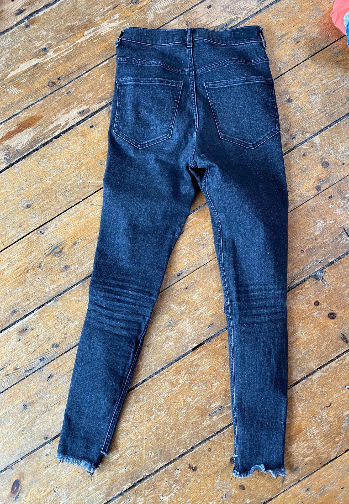 Black Frayed Bottom Jeans - Image 2
