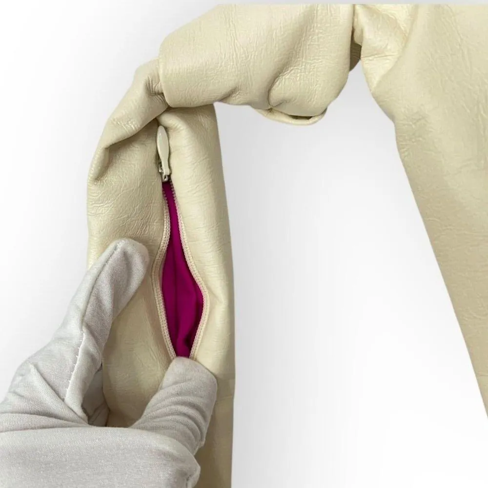 Athleta x Alicia Keys Structured Crinkled Faux Leather Sling Bag - Cream - Image 3