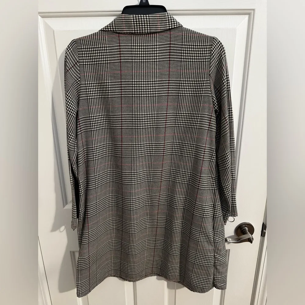 ZARA  Basic Houndstooth dress V-neck Zip Sleeves Size S - Image 7