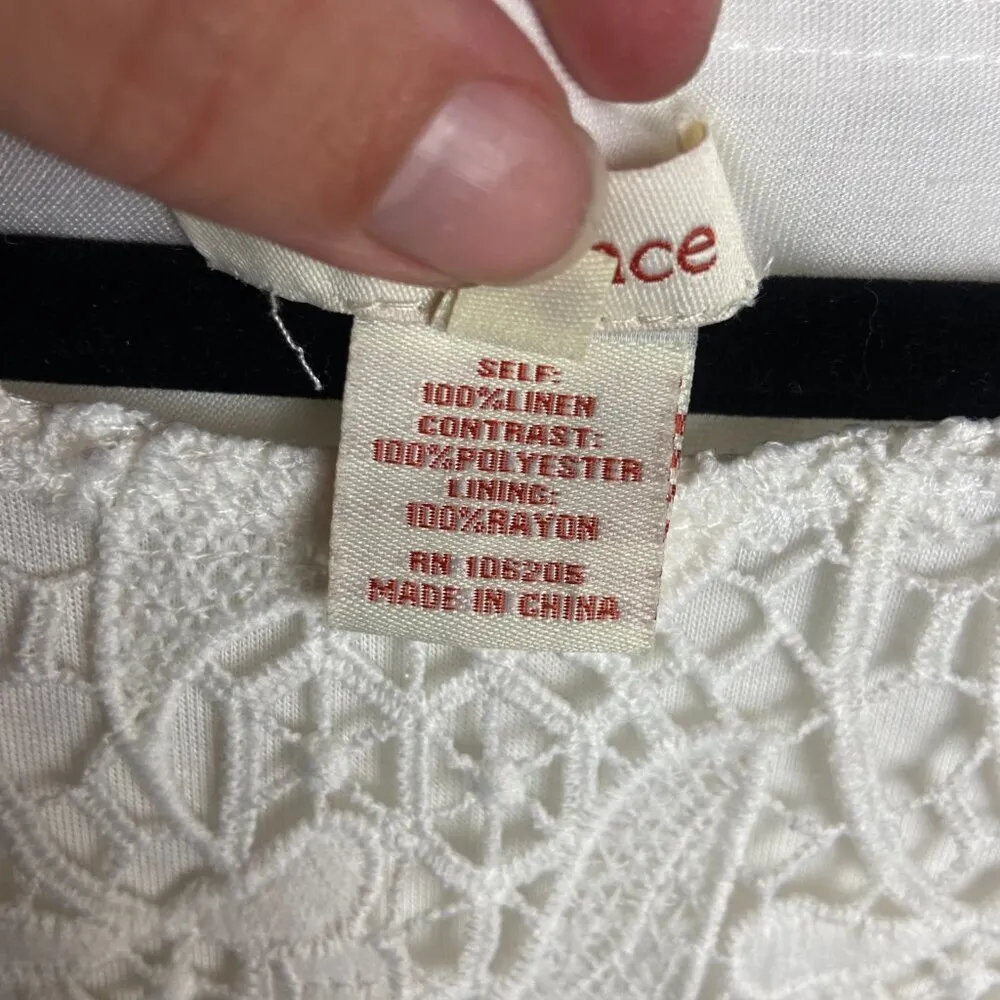 Sundance Size Small White Linen Eyelet Lace Long Sleeve Shirt Blouse Boho Tunic - Image 7