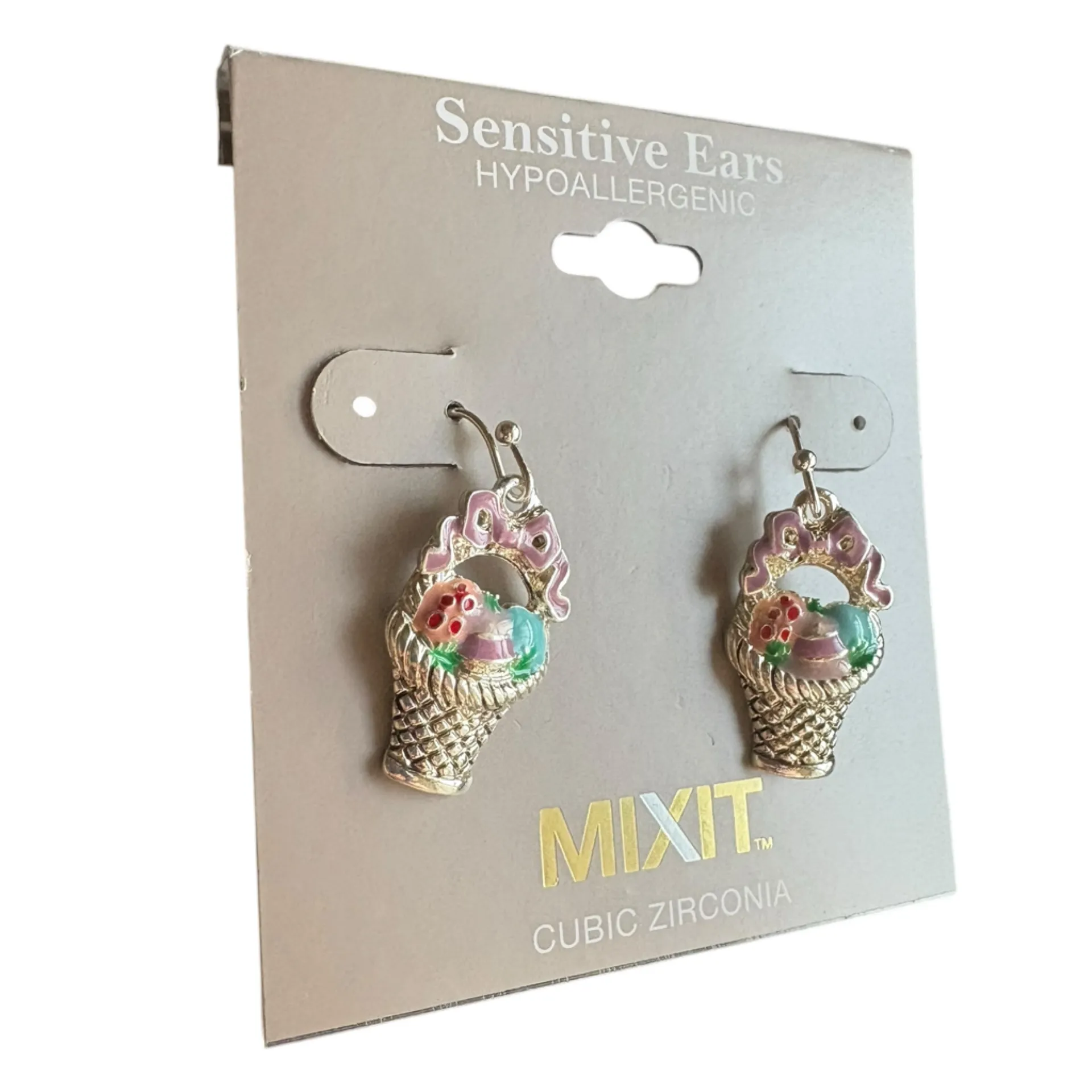 Mixit Silver and Colorful Basket Earrings - Image 2