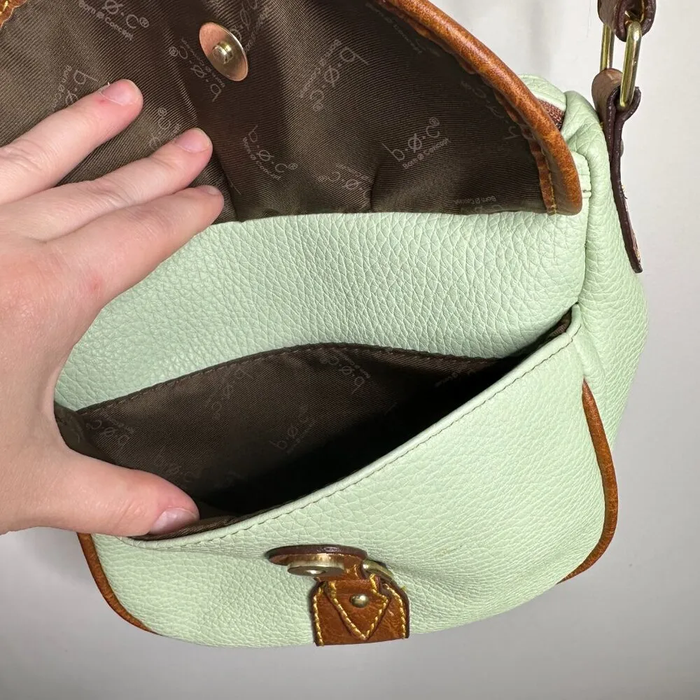 b.o.c. Crossbody Medium Shoulder Bag Soft Leather Light Green / Brown - Image 5