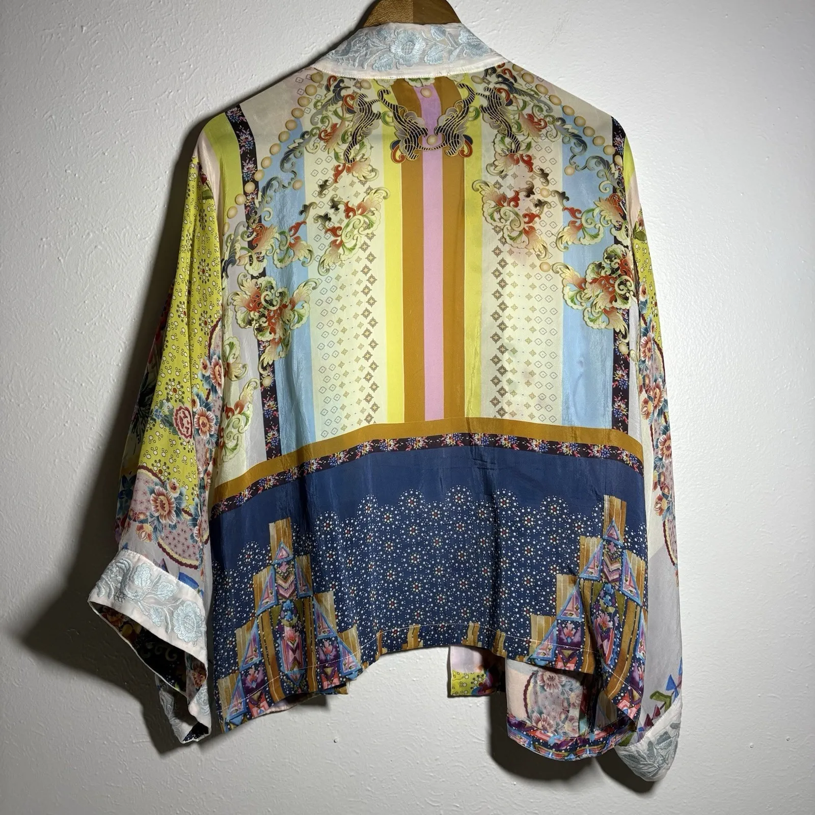 Johnny Was Women SM Embroidered Kimono Duster Floral Open Front Pockets Cardigan - Image 8