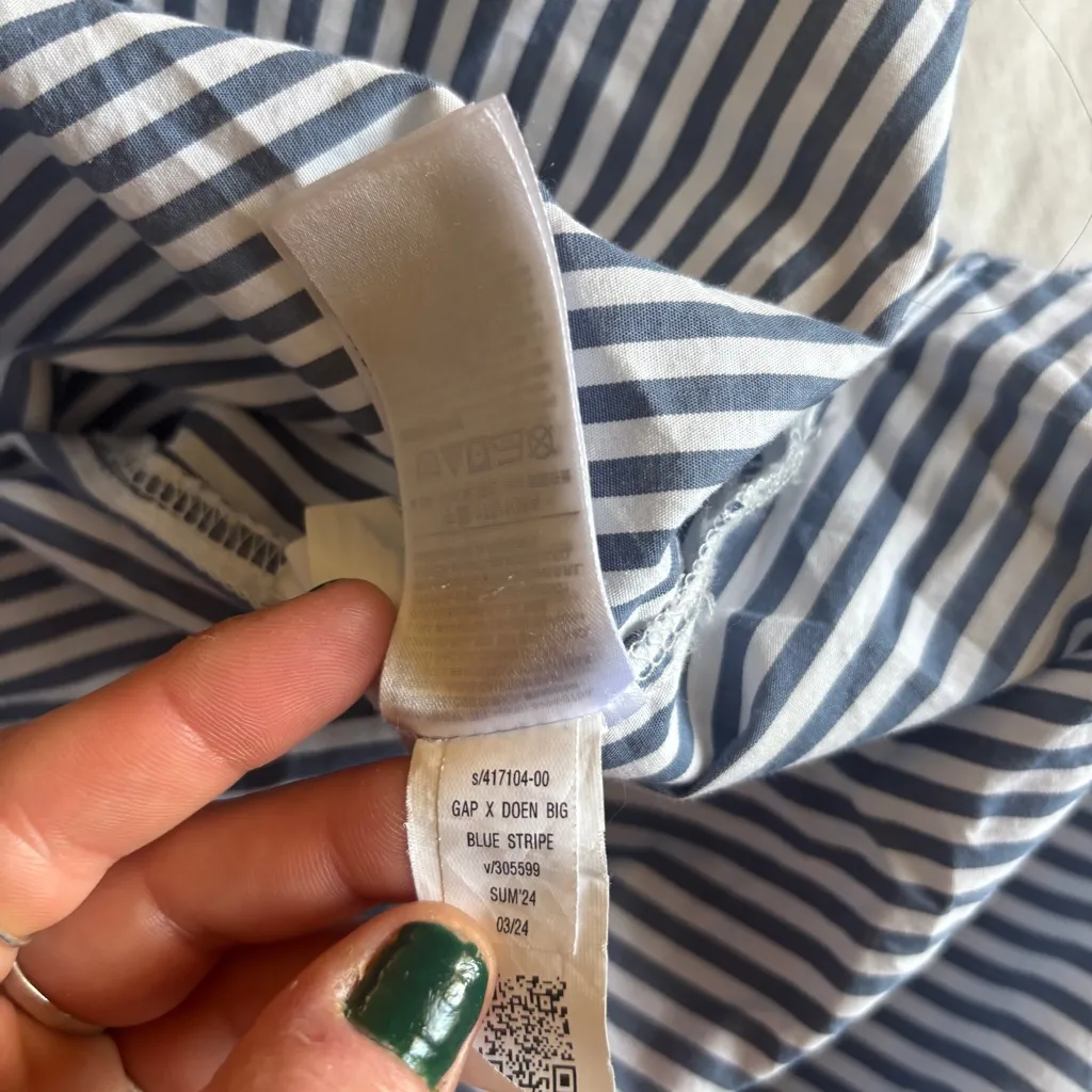 GAP X Doen Organic Cotton Eyelet Big Shirt Oversized Striped | Size XL White - Image 12