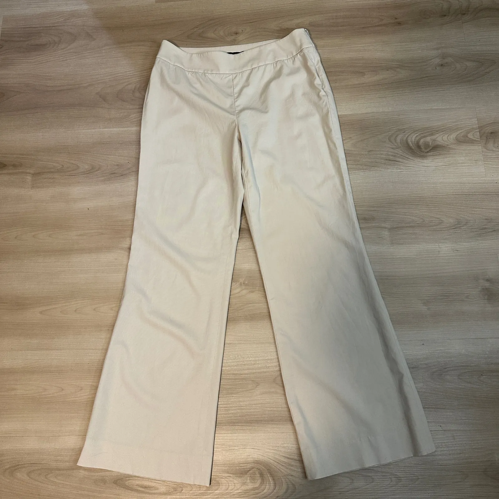 Lafayette 148 Pants Womens 8 Waverly‎ Wide Leg Wool Dress Office Beige Stretch Tan - Image 9