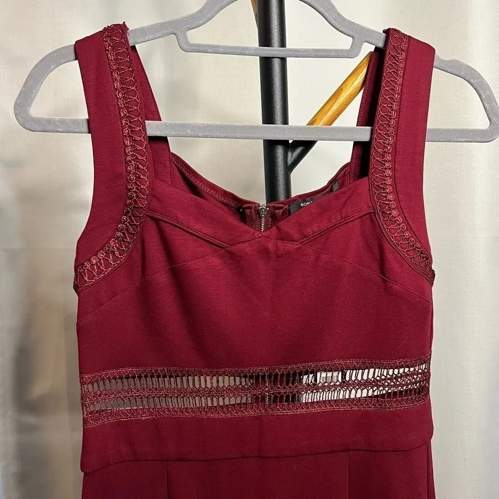 Romeo + Juliet Couture Burgundy Red Lace Midi Dress Small - Image 6