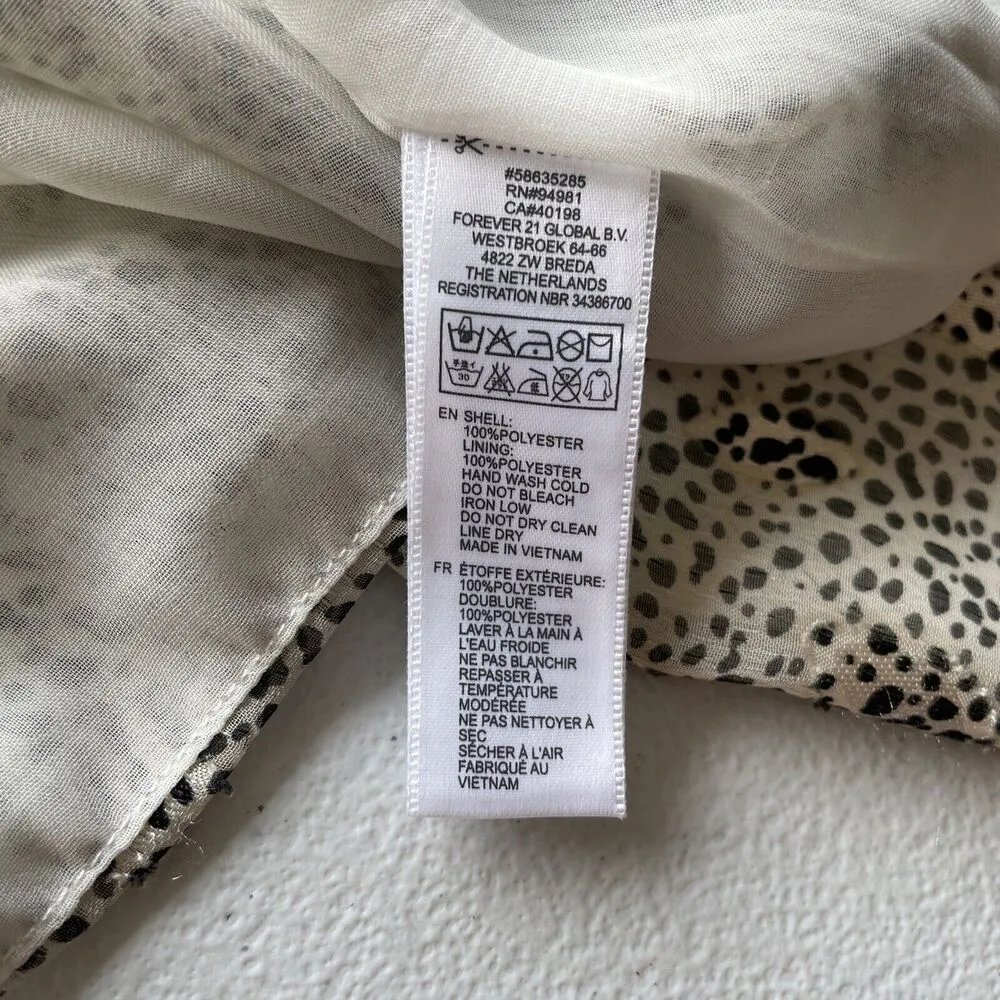 FOREVER 21 Women S/P Open Cropped Bolero Jacket Cardigan Animal Print 3/4 Sleeve - Image 7