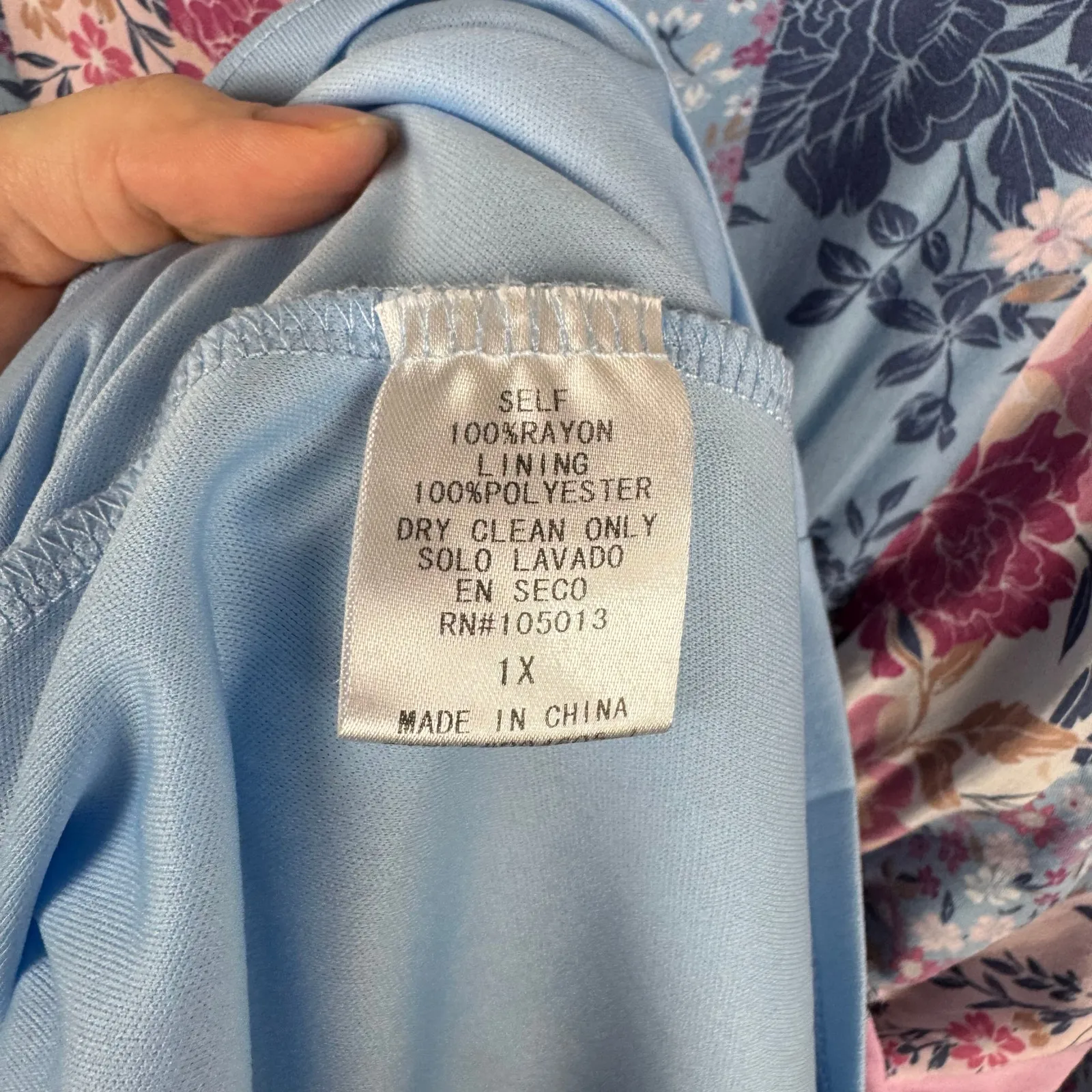 Savanna Jane Patchwork Dress Floral Print Dolman Sleeves Pastel Boho Sz 1X Girly Blue - Image 14