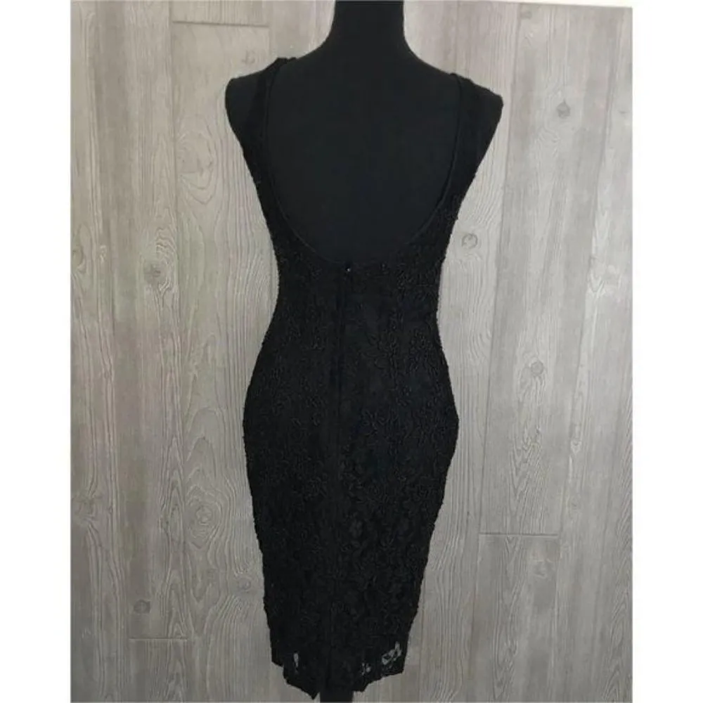 Vintage beaded floral Carmen Marc valvo sleeveless evening dress ball gown 8 - Image 4