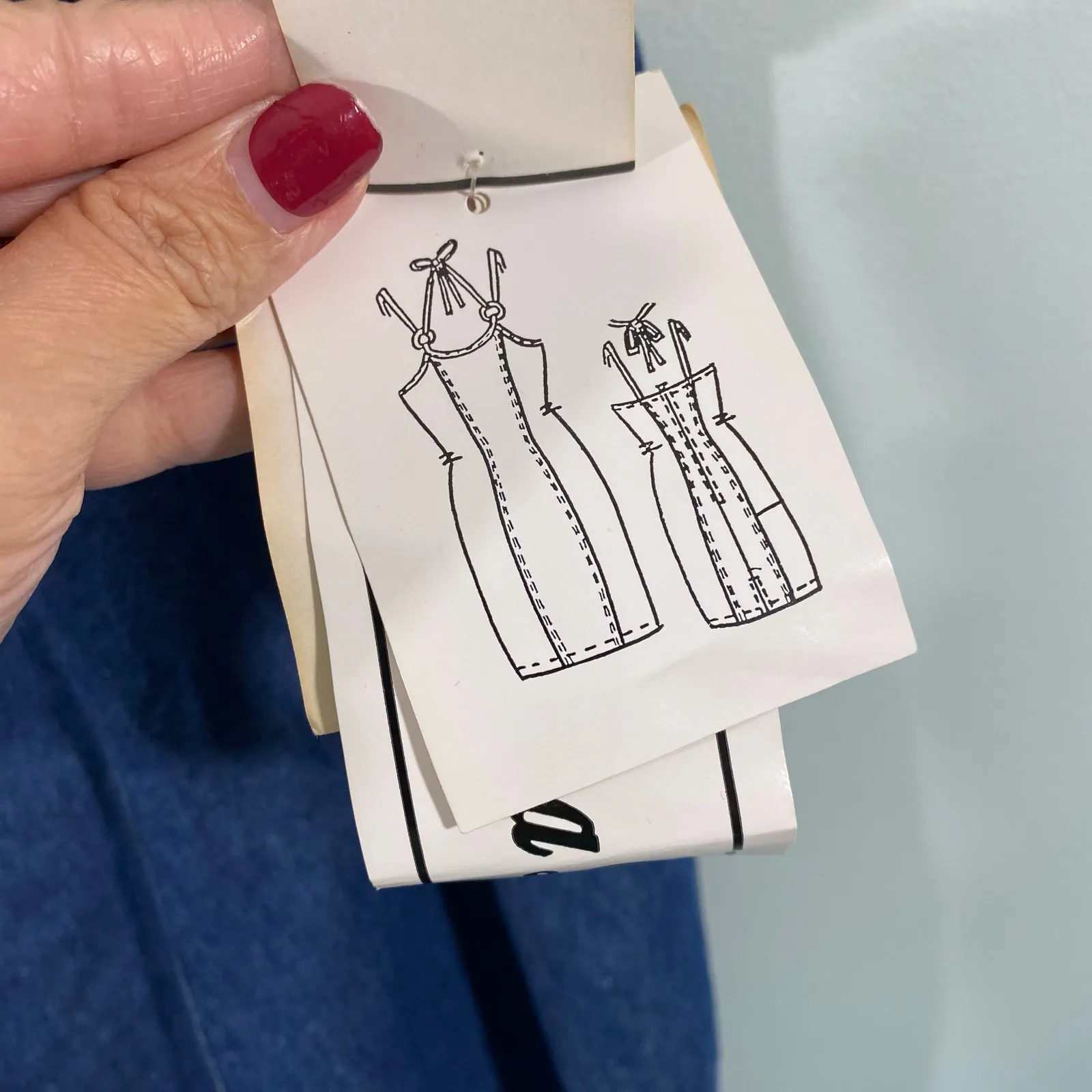 Vintage Alexandra Lee Women Blue Denim Spaghetti Strap Mini Dress Size 22 NWT - Image 5