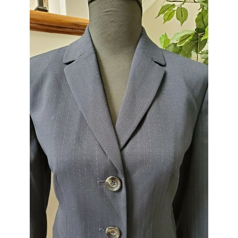 Jones Wear Women's Blue Lined Polyester Long Sleeve 3 Buttons Stretch Blazer 8P - Image 2