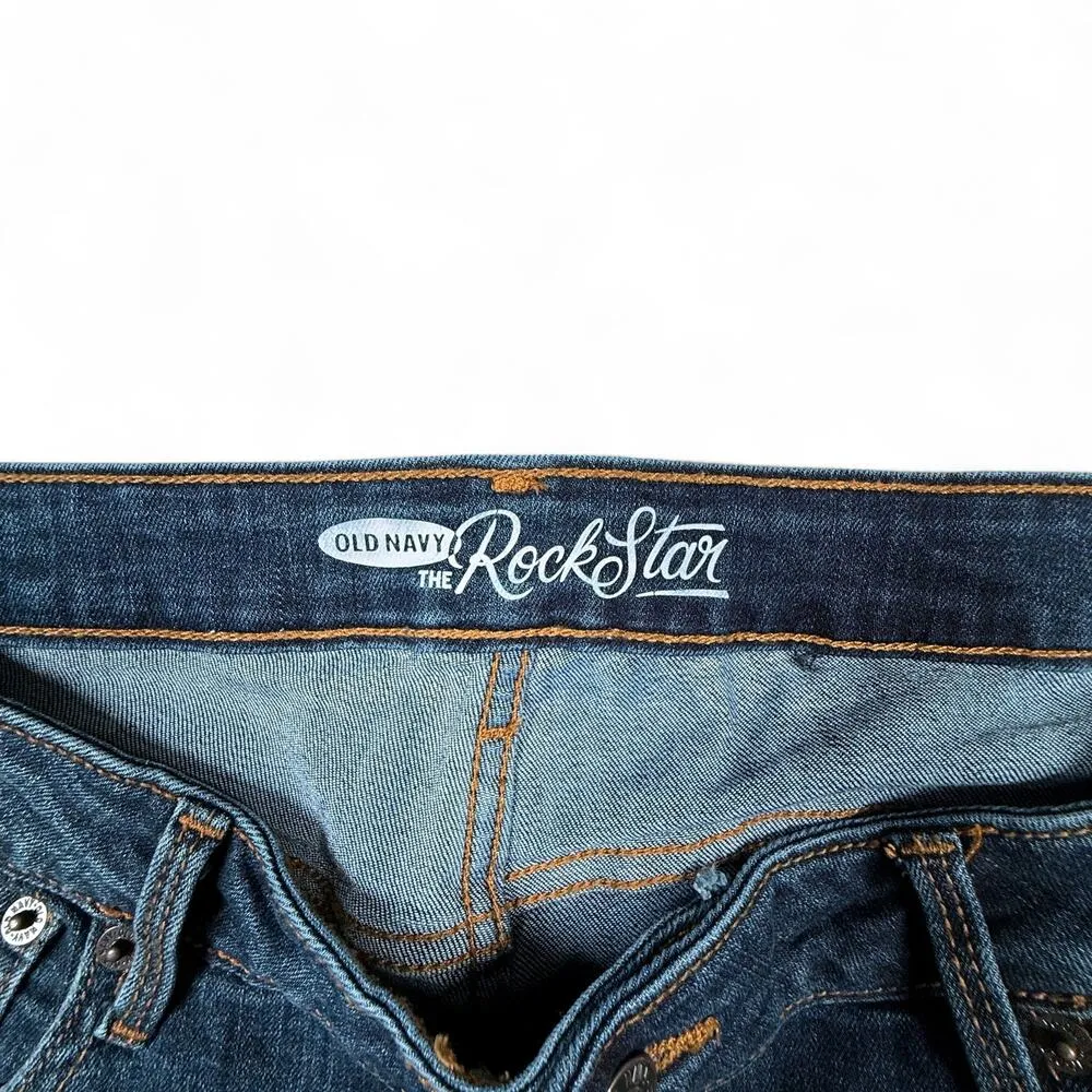 Old Navy The Rockstar Skinny Jeans Distressed Denim Indigo Women's 14 - Image 6