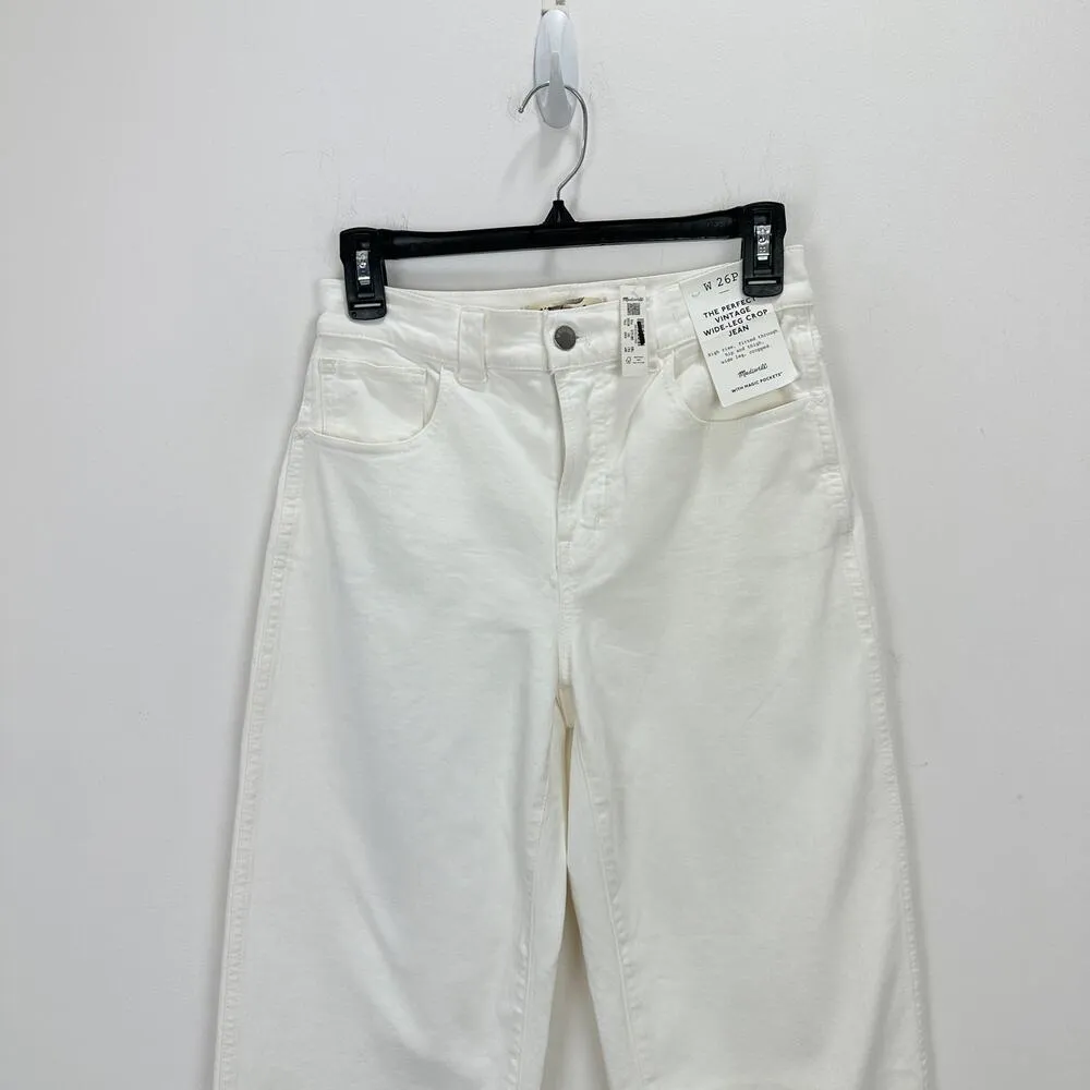 Madewell The Petite Perfect Vintage Wide Leg Crop Jean Tile White US 26 P NWT - Image 9