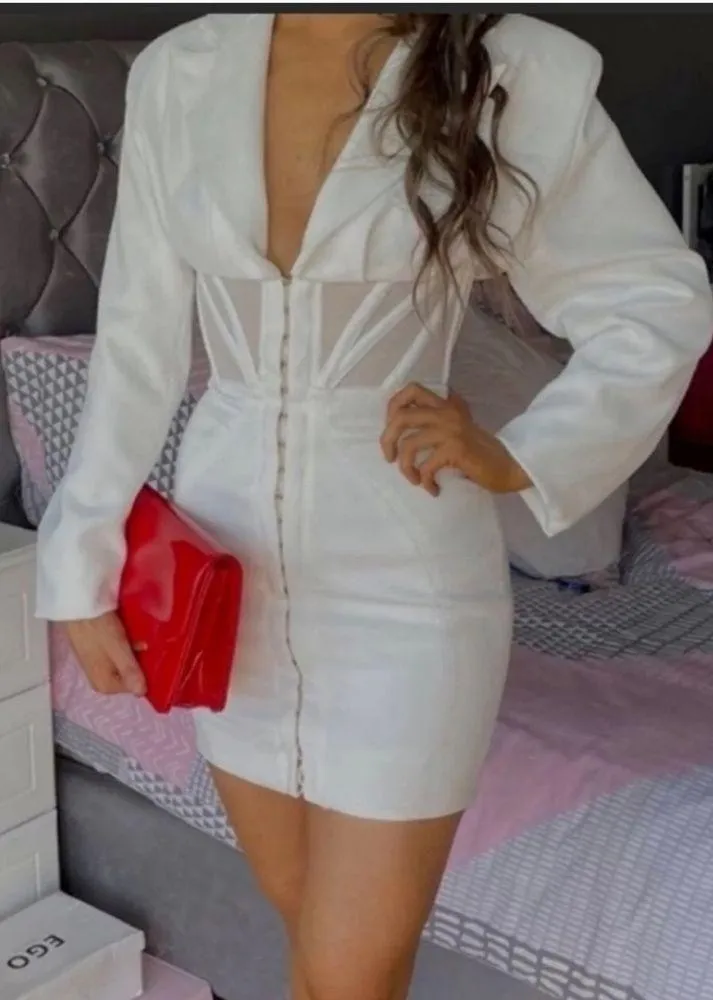 House of CB Anine White Blazer Corset Mini Dress Size Medium  - Image 8