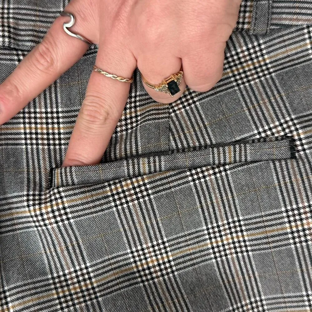 Banana Republic Sloan Plaid Black Tan Slim Leg Trousers Pants size 12 Pockets - Image 11