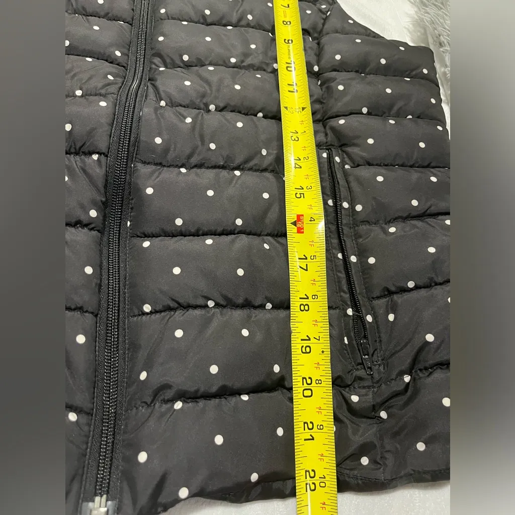 Colebrook Essentials Vest Puffer Vest Quilted Black&White Polka Dot Womens L Black Size L - Image 8