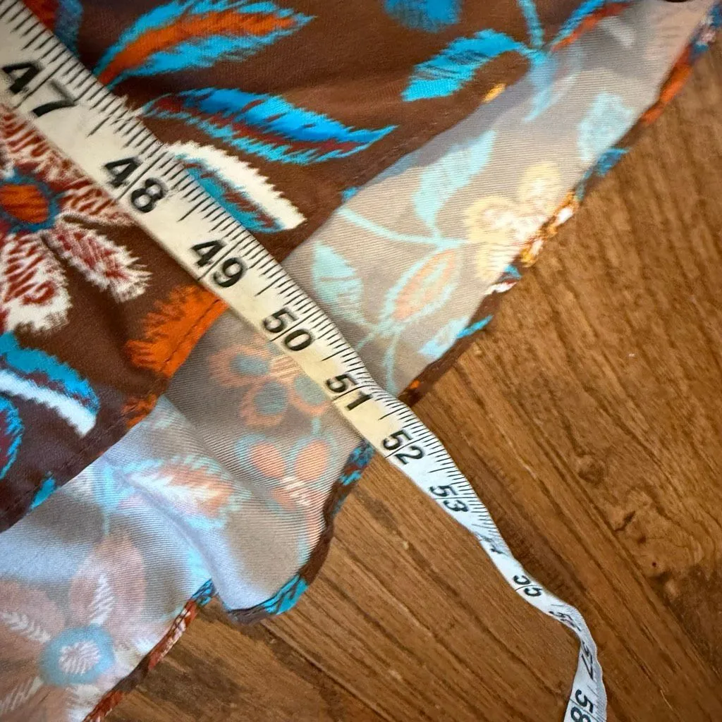 J.McLaughlin Mercer silk blend cinch waist brown floral midi dress M - Image 10