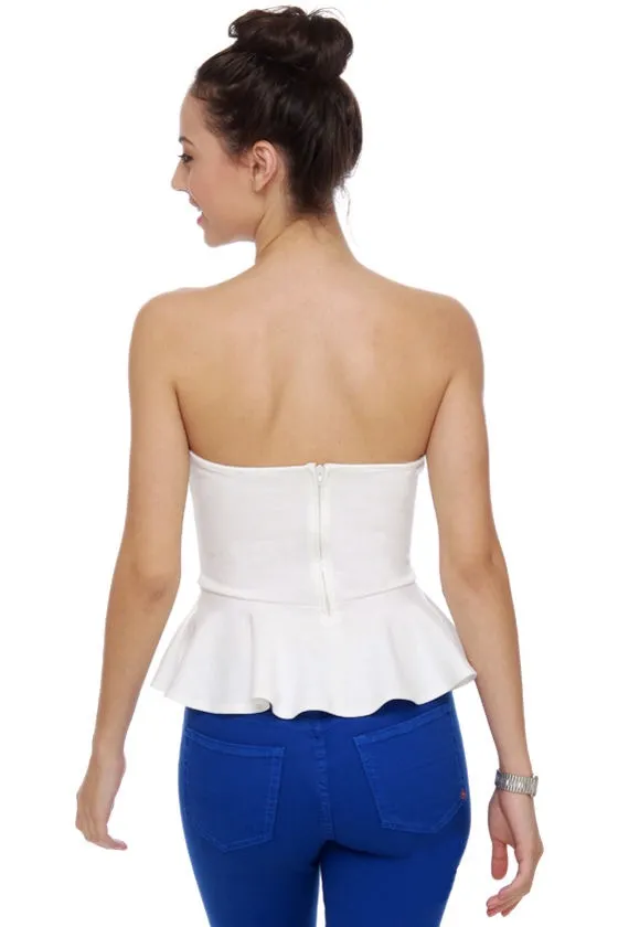 Strapless Peplum Mesh Top - Image 2
