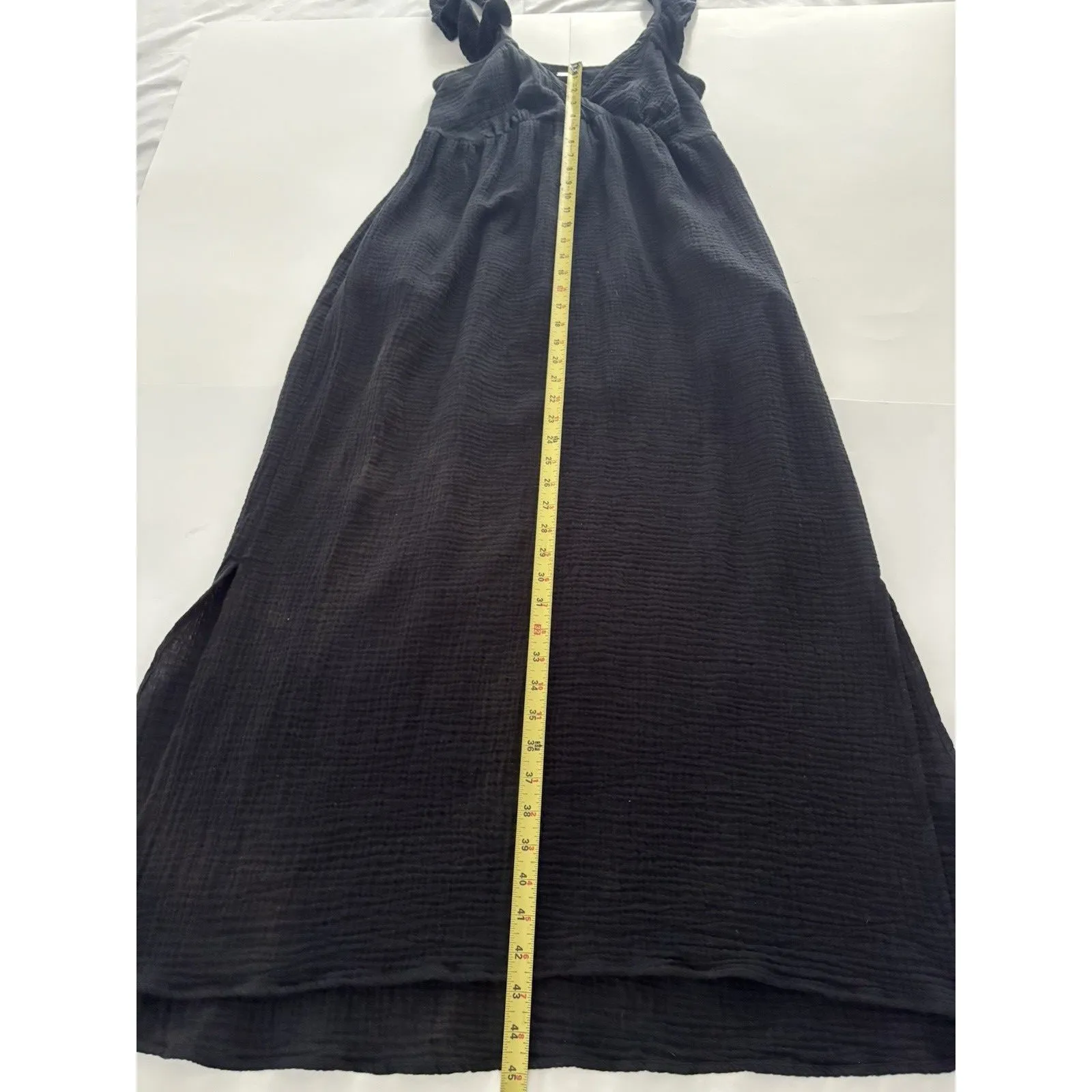 Magaschoni Maxi Dress Size S Black Babydoll Gauze Flutter Whimsigoth Witchy - Image 9