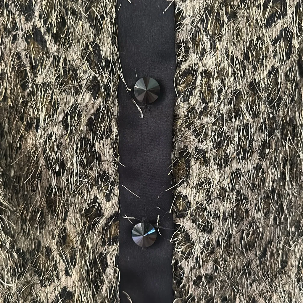 Vintage En Francias leopard print Black and Gold Textured Blazer size s - Image 2