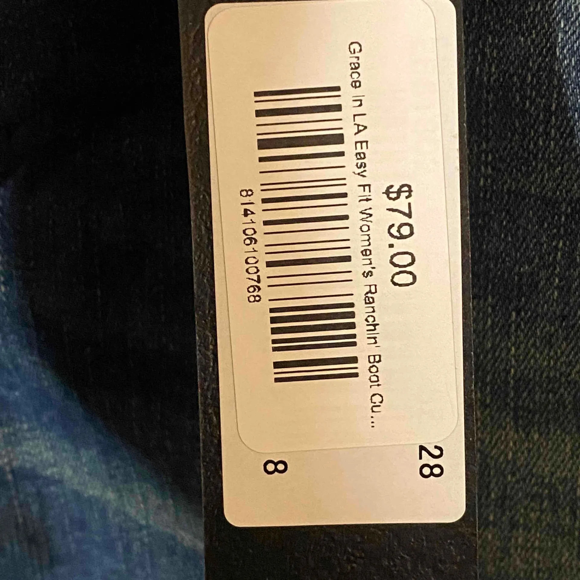 NWT Grace In LA Womens Blue Embroidered Lined Easy Fit Bootcut Jeans Size 28 - Image 6