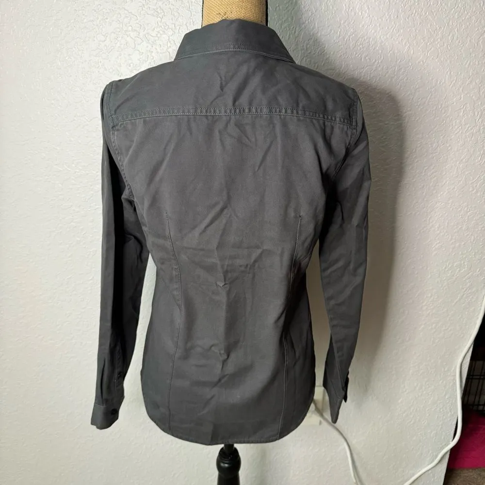 Madewell Darted Button-Up Shirt Regenerative Chino Dark Grey sz 4 Office Casual - Image 12