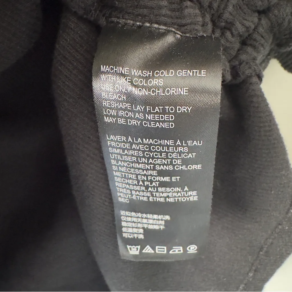 Anthropologie One Shoulder Ruffle Sleeve Side Top Ribbed Black Cotton Stretch 36 - Image 7