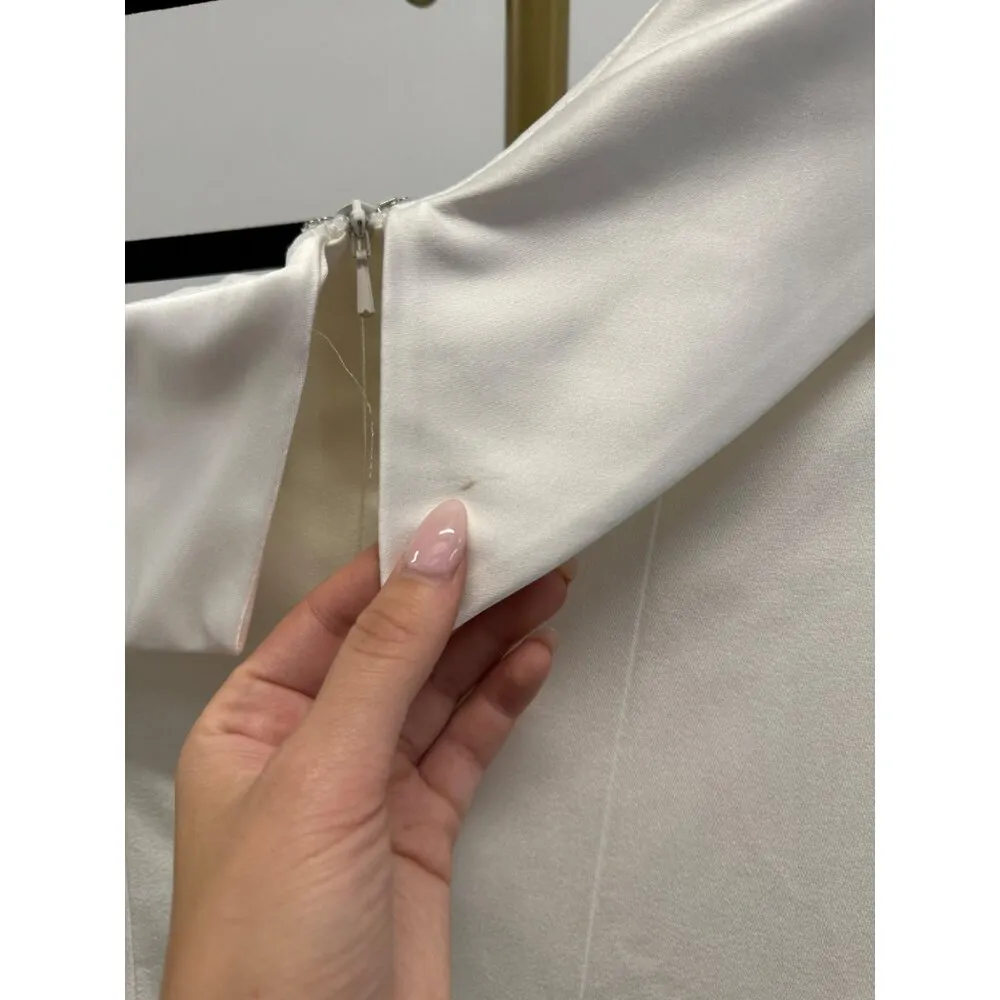 MAC DUGGAL Drop Shoulder Faux Tuxedo Mini Dress White Womens Size 0 - Image 8