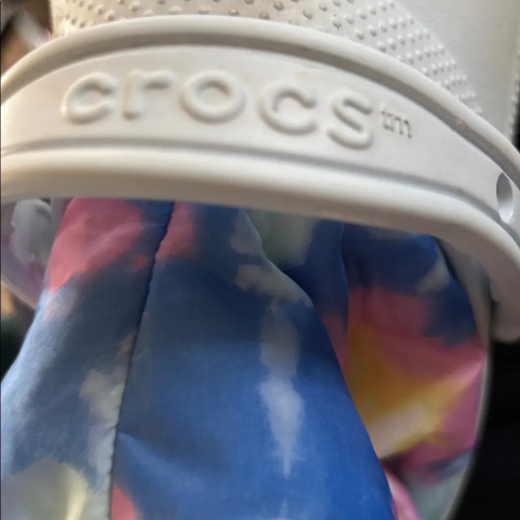 Crocs Classic Lined Neo Puff Boots W/10 M/8 In Tie-Dye Mineral Blue Fleece Lined - Image 7